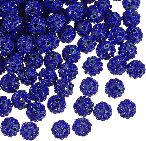 uxcell 100Pcs 8mm Rhinestone Clay Beads, Polymer Clay Crystal Bead Round Disco Shiny Ball Beads Bulk for DIY Bracelet Necklace Jewelry Making (Deep Blue) in Kuwait