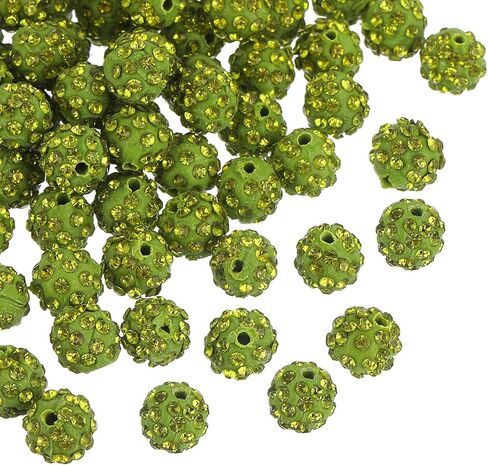uxcell 100Pcs 8mm Rhinestone Clay Beads, Polymer Clay Crystal Bead Round Disco Shiny Ball Beads Bulk for DIY Bracelet Necklace Jewelry Making (Deep Blue) in Kuwait