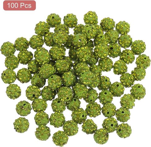 uxcell 100Pcs 8mm Rhinestone Clay Beads, Polymer Clay Crystal Bead Round Disco Shiny Ball Beads Bulk for DIY Bracelet Necklace Jewelry Making (Deep Blue) in Kuwait