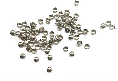 Round Dome Studs, 200 Pcs Round Dome Metal Studs Spots Nailheads Fastener (Silver, 5mm) in Kuwait
