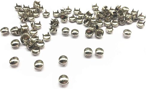 Round Dome Studs, 200 Pcs Round Dome Metal Studs Spots Nailheads Fastener (Silver, 5mm) in Kuwait