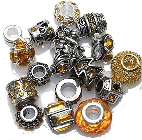Sexy Sparkles Ten (10) of Assorted Shades of Color Rhinestones Beads (Styles You Will Receive are Shown in Picture Random 10 Beads Mix) Charms for Snake Chain Charm Bracelet - PINK in Saudi Arabia