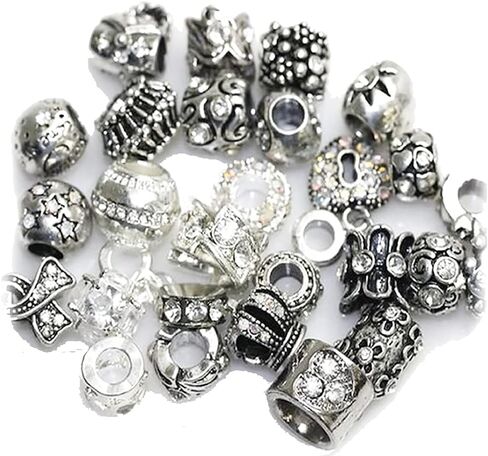 Sexy Sparkles Ten (10) of Assorted Shades of Color Rhinestones Beads (Styles You Will Receive are Shown in Picture Random 10 Beads Mix) Charms for Snake Chain Charm Bracelet - PINK in Saudi Arabia