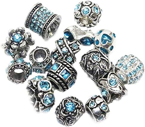 Sexy Sparkles Ten (10) of Assorted Shades of Color Rhinestones Beads (Styles You Will Receive are Shown in Picture Random 10 Beads Mix) Charms for Snake Chain Charm Bracelet - PINK in Saudi Arabia