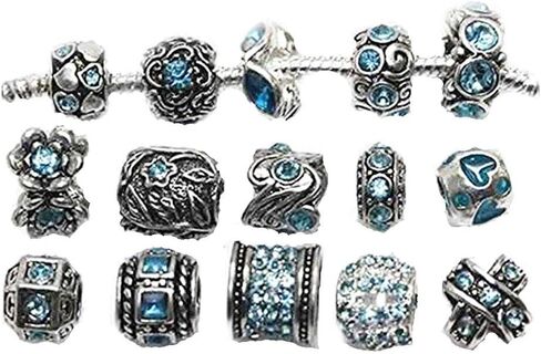 Sexy Sparkles Ten (10) of Assorted Shades of Color Rhinestones Beads (Styles You Will Receive are Shown in Picture Random 10 Beads Mix) Charms for Snake Chain Charm Bracelet - PINK in Saudi Arabia