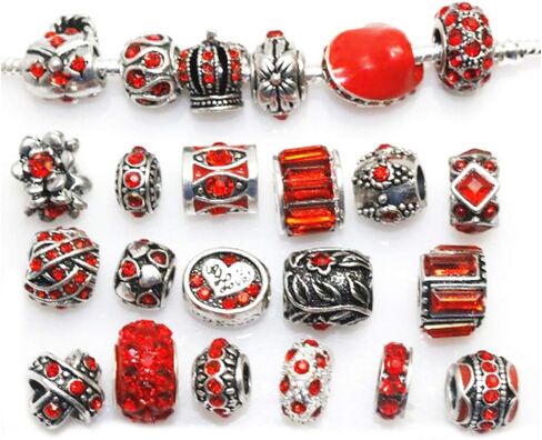 Sexy Sparkles Ten (10) of Assorted Shades of Color Rhinestones Beads (Styles You Will Receive are Shown in Picture Random 10 Beads Mix) Charms for Snake Chain Charm Bracelet - PINK in Saudi Arabia