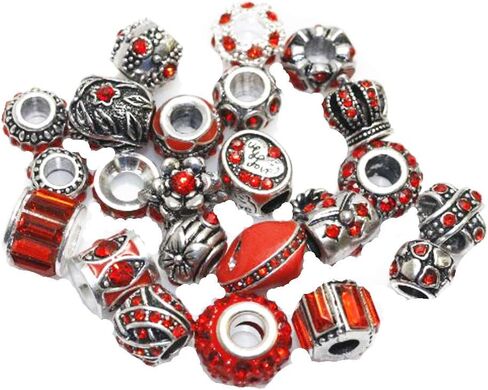 Sexy Sparkles Ten (10) of Assorted Shades of Color Rhinestones Beads (Styles You Will Receive are Shown in Picture Random 10 Beads Mix) Charms for Snake Chain Charm Bracelet - PINK in Saudi Arabia