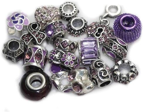 Sexy Sparkles Ten (10) of Assorted Shades of Color Rhinestones Beads (Styles You Will Receive are Shown in Picture Random 10 Beads Mix) Charms for Snake Chain Charm Bracelet - PINK in Saudi Arabia