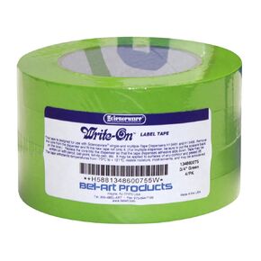 SP Bel-Art Write-on Green Label Tape ؛ 40yd طول ، ³/₄ في. العرض ، 3 في. الأساسية (حزمة 4) (F13486-0075)