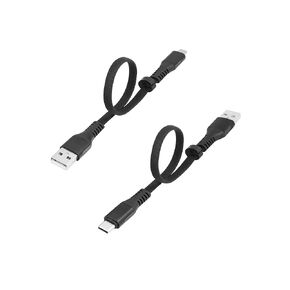 RIIEYOCA Short Micro USBCable 1FT, Flat Micro USB to USB A Fast Charging Braided Cable with Cable Clip for Micro USB Devices,Black(2Pcs)