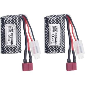ملحقات Fytoo 2pcs 7.4v 800mah T-Plug Lithium بطارية Lithium لـ YC100 HM161 HM162 HM166 HM201 9145 RC TOY CAR RC 4WD عالية السرعة على الطريق RC CAR