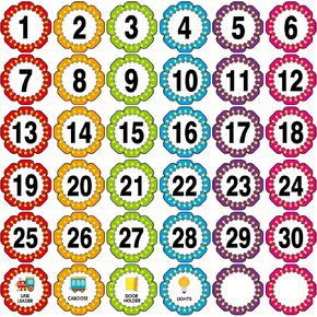 36PCS Flower Line Up Spots for Classroom Floor Number Spots for Classroom Number Spot Markers Stickers Floor Line Up Stickers Classroom Floor for Back to School Teacher Supplies
