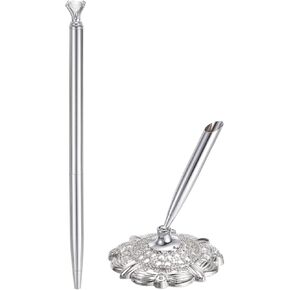 Patikil Hollow Round Pen Pen Set مجموعة القلم ، وقلم الزفاف مع Crystal Diamond و Pen Pens لضيوف حفل زفاف حفل افتتاح المشاركة ، و Gold Tone