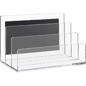 Chunful 3 Tier Magnetic File Holder Clear Acrylic Wall File Folder Organizer No Drilling Hanging Cabinet Magnetic Document Mail Paper Holder for Refrigerator Whiteboard Office Home