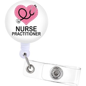 Nurse Practitioner Badge Reels Holder Retractable ID Clip for Nurse Name Tag Card Cute Funny Fun Cool Nursing Doctor Medical Work Office Alligator Clip Present ZJK136