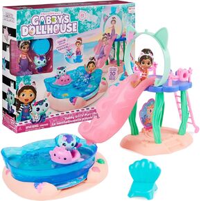 Dollhouse's Dollhouse ، Purr-edic Poolset مع شخصيات Gabby و Mercat ، ذيول حورية البحر المتغيرة للألوان وملحقات البلياردو الخاصة بالأطفال للأعمار 3 وما فوق