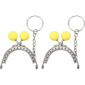uxcell 2 Pcs Metal Purse Frame, 5cm/1.97" Beads Silver Kiss Lock Clasp Arch Embossing Bag Frames with Key Ring for Purse Making Clutch Bag Coin Purse, Orange