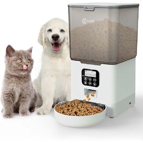 Ciays Automatic Cat Leeders ، 5.6L Cat Food Dispenser ما يصل إلى 20 جزءًا يتحكم في 4 وجبات يوميًا ، موزع الأليف للأغذية الجافة للكلاب الصغيرة المتوسطة ، مسجل صوتية مزدوجة ، أبيض (PAF-A06)