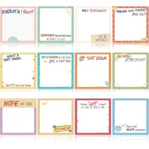 Kisston 12 PCS ملاحظات لزجة مضحكة مع رسائل ممتعة 3 × 3 بوصة عمل مضحكة عمل لزملاء العمل لزملاء في العمل Self Stick Notepads صغيرة للقيام بقائمة لمجموعة لوازم المكاتب البالغة ، 50 ورقة (نمط لطيف)