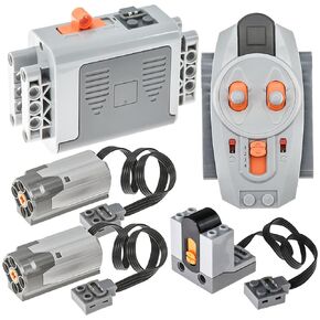 5-in-1 Technic-Motor-Kit Compatible with Lego, Power-Functions-Set Building Blocks M Motors, IR Remote Control, IR Receiver, AA Battery Box