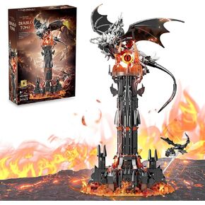 Magic Rings Dark Tower & Fell Beast Building Set for Adults, Compatible with Lego, Ideas Lord Castle Architecture with Light, STEM Christmas Birthday Gift Toy for Kids Boys 8-14 (997 PCS)
