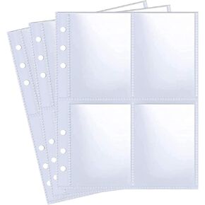 40 Pack 320 Pockets 6 Ring A5 Binder Sleeves,2.5x3.5" Photocard Sleeves,Double-Sided 4 Pocket Page Protector,Ultra-Clear Trading Card Sleeve Sheets