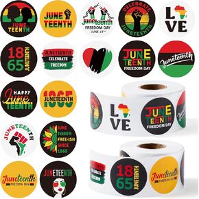 ملصقات Watinc Juneteenth Roll - 1000pcs يوم 19 يونيو يوم الاستقلال يوم الاستقلال الاحتفال بالدائرة الوطنية ،