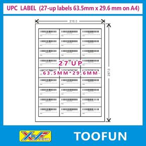 Amazon FBA Label (100 Sheets, 2700 Labels) 27-up Labels 63.5x29.6 mm on A4 White Self Adhesive Shipping Mailing Stickers for Laser/Inkjet Printer, Meets Amazons FBA Requirements- TOOFUN