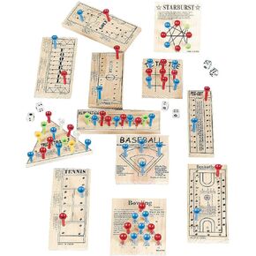 Wooden PEG Board Game Pack - مجموعة من 12 - مجموعة متنوعة من المدارس القديمة والألعاب القديمة