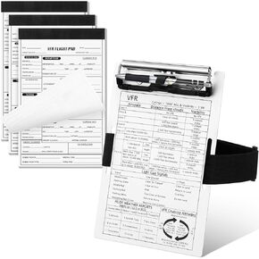 VFR Pilot Kneeboard Set Aluminium Aviation Kneeboard 3 PCS VFR Notepad للوحة الركبة التجريبية مع حامل القلم وملحقات تجريبية حزام مرنة للكتابة التجريبية (الكلاسيكية ، الأبيض)