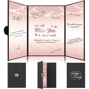 Farewell Guest Book Decorations, Purple Silver Farewell Party Card Signature Book We Will Miss You Guestbook Board Alternative for Women Coworker Friends Retirement Party Going Away Card Gifts Decor