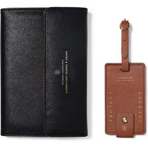 مجموعة Fringe Studio Tavel Folio ، Jet Setter 160 Pages Pages Travel Journal ، Ballpoint Pen & Luggage Tag ، 8.2 "W X 8.5" H x 1.875 "D ، FSC-COREDID