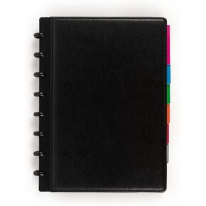 Modubooq - Black vegan leather cover for discbound notebooks - Modular Reusable Smart Notebook A5