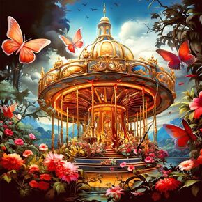 Acudotr Diamond Painting Kits for Adults, 5D DIY Diamond Art Kits for Beginners, Full Drill Diamond Painting Kits for Home Wall Decor, Carousel, 12x12 Inch