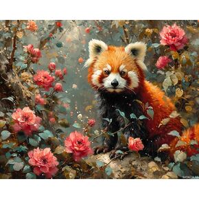 طلاء Svinoiler بالأرقام ، Red Panda Ramble في الغابات ، الحرف الكبار الطلاء الكبار من أدوات الأرقام ، الحرف الفنية للديكور المنزلي لا إطار ، 16 × 20 بوصة