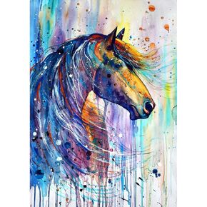 ExpGDC Diamond Painting Horses للبالغين ، ومجموعات الطلاء الفنية الماسية للبالغين الخيول ، ومجموعات الرسم الماس للخيول للبالغين ، وأطقم فن الحصان الماس لديكور الجدار المنزلي 12x16inch فن الماس