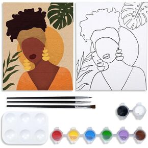 طقم الطلاء Nuberlic 8x10 Canvas Pre Canvas للطلاء للبالغين هدية عيد ميلاد سيدة الطلاء مجموعة DIY SIP و PASH PAST