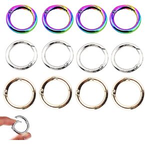 مقطع Gold Round Carabiner ، I.D. 1 بوصة O حلقة جولة Carabiner Spring Clip لحزام محفظة ، حلقات مفتاح ذهبي لحقيبة اليد ، الأجهزة المحفظة