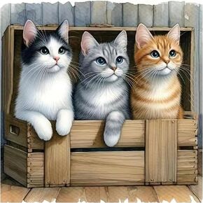 Kulvci Cat Diamond Painting Kits للبالغين ، مجموعات فن الماس للمبتدئين ، 5D DIY الحفر الكاملة الحفر لمحافظة ديكور المنزل هدية 12x12inch