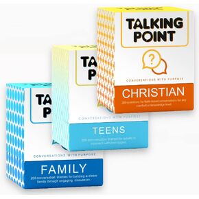 TALKING POINT CARDS Big Questions Bundle (Teens): 600 Thought Provoking Conversation Starters - 3 Packs: Christian + Family + Teens