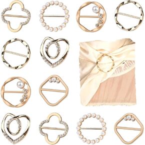 12 PCS حريري وشاح قميص مقاطع ، ملابس رنين التفاف حامل أزياء الدائرة المعدنية مشبك حزام حزام ، وشاح شال خات