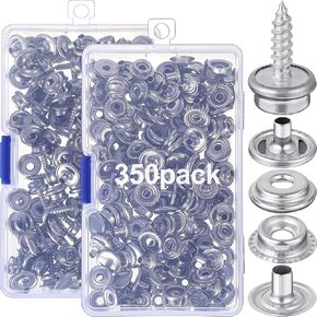 Blulu 350 PCS Canvas Snap Kit for Fabric Button Steel Stailless Stander Highted Duty Leather 3/8 "Socket Metal Boat Canvas Snaps for Clothing Leather Boat Cover Cover Cover (Black)
