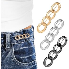 6pcs pant محكم الخصر ، مقطع cinch القابل للتعديل لا خياطة مطلوبة جسم الخصر ملائمة تشديد مقاطع تشديد القابلة لإعادة الاستخدام الابازيم الإكسسوارات الديكورات النساء تنورة جينز (الذهب الفضي)