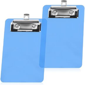 2 Pcs Mini Clipboard 4 * 6 Inches Small Clip Boards can Easily fit into Large Pockets Plastic Clipboard with Profile Clip Small Notepad for Classroom School Office Supplies (Blue)