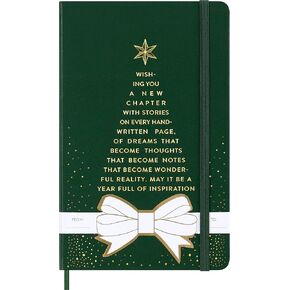 Moleskine Festive Holiday دفتر ، غطاء صلب ، يحكم ، كبير (5 "× 8.25") ، Myrtle Green ، 240 صفحة