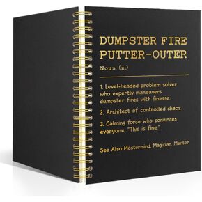 XQLZY Dumpster Fire Putter Outer Funny Boss Gifts Spiral Notebook - 160 Blank Pages Journal, Thank You Gifts for Men Women, Retirement Goodbye Gifts for Mentors, Boss, Office Gifts for Leaders