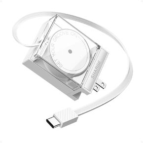 SHARGE Retractable 65W USB C Charger, GaN Power with USB C Cable,Multi-Device PD Fast Charging for MacBook Pro/Air, iPhone 16,Pixel Book, iPad Pro White