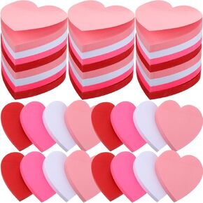 Kosiz 4800 Sheets Valentine's Day Heart Shape Note Note 3 × 3 بوصة لزجة وسادة لزجة لزجة