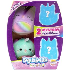 Squishville Squishmallows Mystery Mini Plush Fruit Squad, Six 2" Soft Minimallow Fruit Plush, Irresistibly Soft Colourful Fruits, Mini Peach, Pineapple, and Watermelon Squishmallows