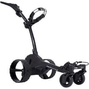 MGI Zip Navigator All Terrain Electric Golf Cart - 36 Hole Battery - Remote Control - Accessories Included (Multi-Purpose Clip, Drink, Umbrella, GPS-Phone, & Scorecard Holder), Gloss Black-Matte Black